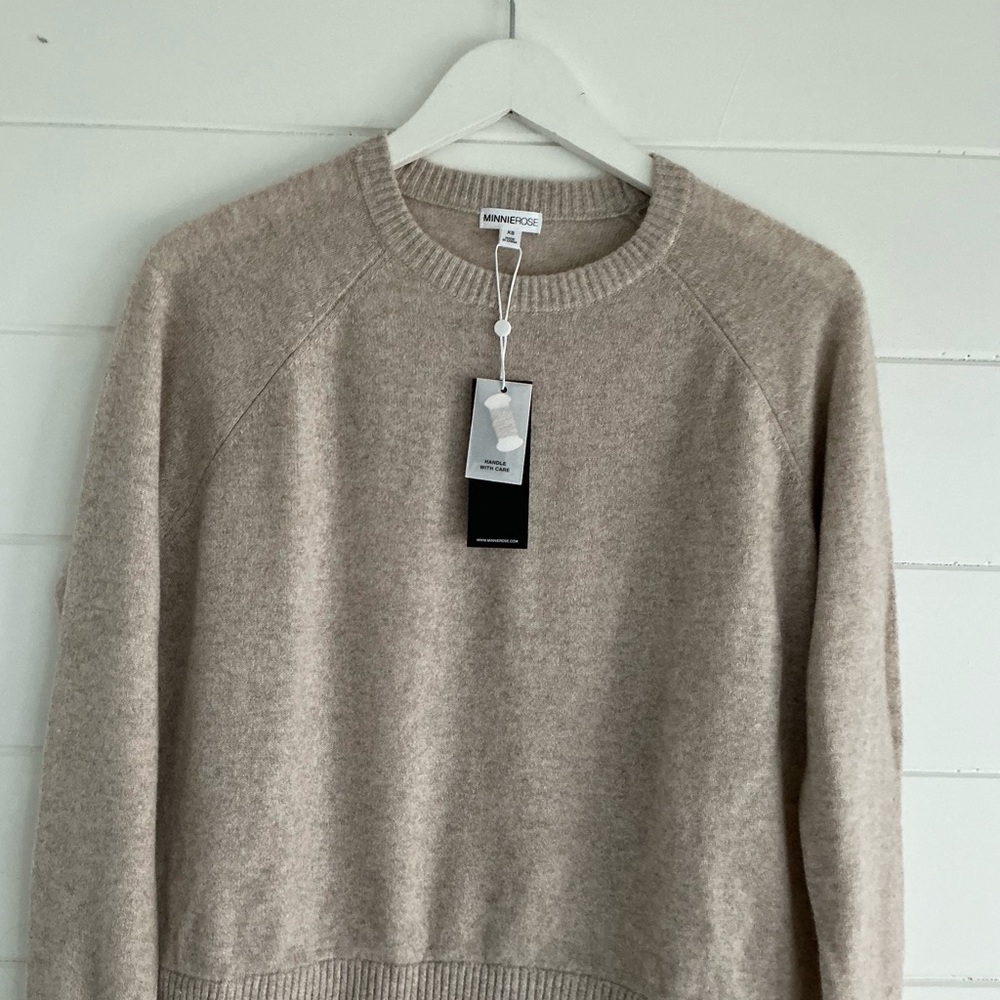 Minnie Rose Tan Cashmere Sweater…